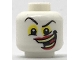 Part No: 3626cpb2034  Name: Minifigure, Head Black Eyebrows, Yellow Around Eyes and Wide Crooked Grin with Red Lips and Yellowish Green Teeth Pattern (The Joker) - Hollow Stud
