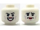 Part No: 3626cpb2040  Name: Minifigure, Head Dual Sided Black Eyebrows, Lavender Cheek Lines, Red Lipstick, Wide Grin / Worried Pattern - Hollow Stud