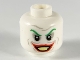 Part No: 3626cpb2498  Name: Minifigure, Head Male Green Eyebrows, Red Lips, Wide Smile, Light Bluish Gray Contour Lines Pattern (The Joker) - Hollow Stud