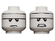 Part No: 3626cpb2719  Name: Minifigure, Head Dual Sided White Headband, Gray Chin Dimple, Frown / Angry Pattern (Batman) - Hollow Stud