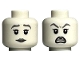 Part No: 3626cpb3243  Name: Minifigure, Head Dual Sided Female Silver Eyebrows and Lips, Smile / Angry with Open Mouth and Raised Eyebrows Pattern - Hollow Stud