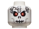 Part No: 3626pb0549  Name: Minifigure, Head Skull Red Eyes, Black Cracks, Light Bluish Gray Metal Plates and Cheek Lines, Evil Grin Pattern
