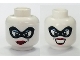 Part No: 3626pb0710  Name: Minifigure, Head Dual Sided Female Black Eye Mask, Black Eyes, Red Lips, Smile / Bared Teeth Pattern