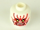 Part No: 3626pb0846  Name: Minifigure, Head Alien with Lime Eyes, White Fangs, Red Face Decorations, Dark Red Mouth and Black Cheek Lines Pattern