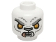 Part No: 3626pb1454  Name: Minifigure, Head Alien Chima Tiger with Bright Light Orange Eyes, Light Bluish Gray Nose and Fur Lines, and Copper Fang Pattern