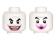 Part No: 3626pb1518  Name: Minifigure, Head Dual Sided Black Eyebrows, Light Bluish Gray Wrinkles and Moustache, Dark Pink Lips, Open Mouth Smile with Teeth / Pursed Lips Pattern (The Joker)