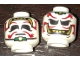 Part No: 3626pb1584  Name: Minifigure, Head Dual Sided Alien Dark Red Eyebrows and Moustache, Gold Teeth and Fangs, Sad / Evil Grin Pattern