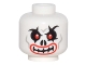 Part No: 3626pb1678  Name: Minifigure, Head Skull Evil with Red Eyes, Curved Eyebrows and Red Lips Pattern