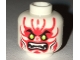 Part No: 3626pb1690  Name: Minifigure, Head Alien with Lime Eyes, White Fangs, Red Face Decorations and Black Mouth and Cheek Lines Pattern