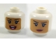 Part No: 3626pb1944  Name: Minifigure, Head Dual Sided Female Balaclava with Medium Nougat Face, Black Eyebrows, Eyelashes, Beauty Mark, Dark Red Lips, Open Mouth Smile with Top Teeth and Bright Pink Tongue / Lopsided Grin Pattern