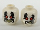 Part No: 3626pb2023  Name: Minifigure, Head Dual Sided Alien with Red Eyes, Black Eyemarks, Moustache and Stubble, Open Grin / Confused Pattern