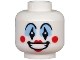 Part No: 3626pb2580  Name: Minifigure, Head Clown, Medium Blue Eye Shadow, Open Mouth Smile, Red Cheeks and Lips Pattern
