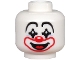 Part No: 3626pb2581  Name: Minifigure, Head Clown Large Drawn Eyebrows, Black Pointed Eyes, Red Nose and Mouth, Smile with Tongue Pattern