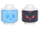 Part No: 3626pb2991  Name: Minifigure, Head Dual Sided Robot Bright Light Blue Bunny Face, Dark Azure Dots, Eyes, and Nose / Black Face, Red Dots and Eyes Pattern