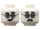 Part No: 3626pb3105  Name: Minifigure, Head Dual Sided Female, Black Eyebrows and Glasses, Light Bluish Gray Lips, Lopsided Grin / Sad with Tear Pattern