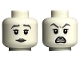 Part No: 3626pb3243  Name: Minifigure, Head Dual Sided Female Silver Eyebrows and Lips, Smile / Angry with Open Mouth and Raised Eyebrows Pattern