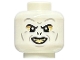 Part No: 3626pb3399  Name: Minifigure, Head Alien with HP Voldemort Black Eyebrows and Nostrils, Light Bluish Gray Wrinkles, Dark Tan and Tan Eye Shadow, Open Mouth Smile with Bright Light Yellow Teeth Pattern