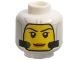 Part No: 3626pb3588  Name: Minifigure, Head Female Balaclava with Light Bluish Gray Lines and Black Tubes, Yellow Face with Eyebrows, Single Eyelashes, and Nougat Lips, Grin Pattern