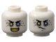 Part No: 3626pb3643  Name: Minifigure, Head Dual Sided Black Eyebrows, Yellow Right Eye, Bright Light Blue Left Eye, Light Bluish Gray Eye Shadow and Spots, Open Mouth Smile with Teeth / Determined Pattern