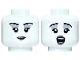 Part No: 3626pb3689  Name: Minifigure, Head Dual Sided Female Black Eyebrows, Eyelashes, Light Bluish Gray Eye Shadow, Dark Silver Lips, Open Mouth Singing / Closed Mouth Smile Pattern