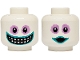 Part No: 3626pb3713  Name: Minifigure, Head Dual Sided Alien Medium Lavender Sunken Eyes, Dark Turquoise Lips, Wide Grin with Pointed Teeth / Surprised Open Mouth Pattern