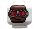 Part No: 3626pb3830  Name: Minifigure, Head Balaclava over Reddish Brown Face, Silver Goggles with Red Lenses, Lopsided Grin Pattern