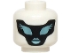 Part No: 3626pb3901  Name: Minifigure, Head Alien Female Black Mask, Metallic Light Blue Lips and Eyes with Eyelashes Pattern