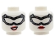 Part No: 3626pb3973  Name: Minifigure, Head Dual Sided Female Dark Silver Goggles with Black Outlines, Red Lips, Lopsided Open Mouth Smile with Teeth / Neutral Pattern