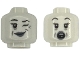 Part No: 3626pb3981  Name: Minifigure, Head Dual Sided Alien Ghost with Dark Bluish Gray Eyebrows, Light Bluish Gray Lips and Wrinkles, Lopsided Grin and Wink / Scared Open Mouth with Top Teeth Pattern (BAM)
