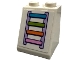 Part No: 3678bpb131  Name: Slope 65 2 x 2 x 2 with Bottom Tube with Lavender, Bright Pink, Orange, Lime and Medium Azure Ladder Pattern (Sticker) - Set 41718