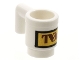 Part No: 3899pb009  Name: Minifigure, Utensil Cup with Reddish Brown TVA Logo on Gold Rectangle Pattern