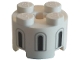Part No: 3941pb57  Name: Brick, Round 2 x 2 with Axle Hole with 3 Black and Light Bluish Gray Castle Windows Pattern
