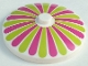 Part No: 3960pb027  Name: Dish 4 x 4 Inverted (Radar) with Solid Stud with Lime and Magenta Stripes / Petals Pattern