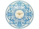 Part No: 3961pb17  Name: Dish 8 x 8 Inverted (Radar) - Solid Studs with Blue Flower Petals, Dots and Circle Border Pattern