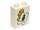 Part No: 4066pb413  Name: Duplo, Brick 1 x 2 x 2 with Gold Coins and Ticket with Black Duplo Figure Silhouette Pattern
