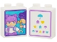 Part No: 4066pb842  Name: Duplo, Brick 1 x 2 x 2 with Child and Doctor Duplo Minifigures with Otoscope / Medium Azure, Medium Lavender and Yellow Eye Chart Pattern
