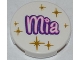 Part No: 4150pb105  Name: Tile, Round 2 x 2 with 'Mia' and Gold Star Pattern