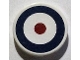 Part No: 4150pb126  Name: Tile, Round 2 x 2 with Roundel, Dark Blue Circle and Dark Red Dot Pattern (Sticker) - Set 7307