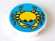Part No: 4150px14  Name: Tile, Round 2 x 2 with Blue Background and Yellow Crab Pattern