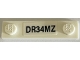 Part No: 41740pb014  Name: Plate, Modified 1 x 4 with 2 Studs with Groove with Black 'DR34MZ' Pattern (Sticker) - Set 71475