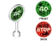 Part No: 41759pb01  Name: Duplo Utensil Round Sign with Handle with 'GO FOR IT' and 'NEVER STOP' Pattern