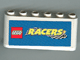Lot ID: 410665666  Part No: 4176pb09  Name: Windscreen 2 x 6 x 2 with LEGO Racers Logo on Blue Background Pattern (Sticker) - Sets 3420-1 / 3420-2 / 3420-4 / 3421 / 3425-1