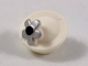 Part No: 41944pb01  Name: Minifigure, Hat with Small Pin, Pillbox Hat with Silver and Black Flower Pattern