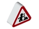Part No: 42025pb16  Name: Duplo, Brick 1 x 3 x 2 Triangle Road Sign with Construction Worker, Duplo Figure Pattern