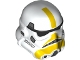 Part No: 42861pb04  Name: Minifigure, Headgear Helmet SW Stormtrooper with Molded Black Forehead, Eyes, Nose, Chin, and Panels on Back and Printed Dark Bluish Gray Marks and Yellow Stripe Pattern