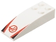 Part No: 44126pb061  Name: Slope, Curved 6 x 2 with Haas Formula 1 Logo Stylized Capital Letter H in Circle, Red Stripes, Black Triangles Pattern