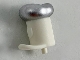 Part No: 44553pb01  Name: Minifigure, Hat with Small Pin, Tall Hat with Small Brim and Silver Top Pattern