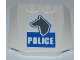 Part No: 45677pb051  Name: Wedge 4 x 4 x 2/3 Triple Curved with Dog Head and White 'POLICE' on Blue Background Pattern (Sticker) - Set 7285