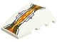 Part No: 47753pb119B  Name: Wedge 4 x 4 Triple Curved No Studs with Gold and White Armor Plates, Screws and Bright Light Orange and Orange Flames Pointing Down Pattern Model Back (Sticker) - Set 80034