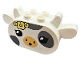 Part No: 4797pb01  Name: Duplo, Brick 2 x 6 x 2 1/2 Rounded Ends with Ears and Horns Attached with Dark Bluish Gray Spots, Black Eyes, Medium Tan Muzzle, Bright Light Yellow Flowers, Cow Head Pattern